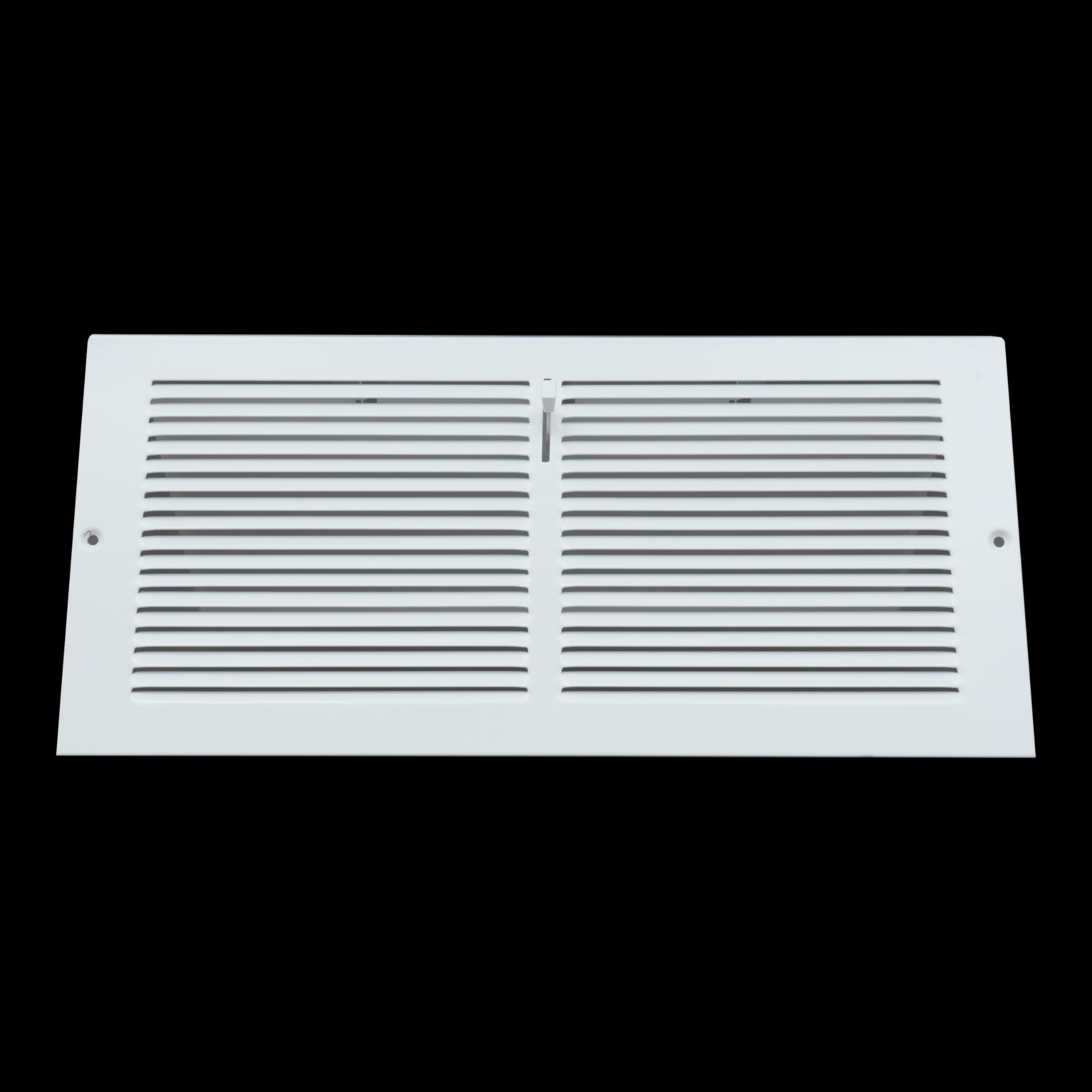 Handua 35,6 cm (l) x 15,2 cm (H) [Taille de l'ouverture du conduit] Grille d'alimentation en air triangulaire en acier avec amortisseur | Grille d'aération | Profondeur de 9,5 cm | Blanc | Dimensions