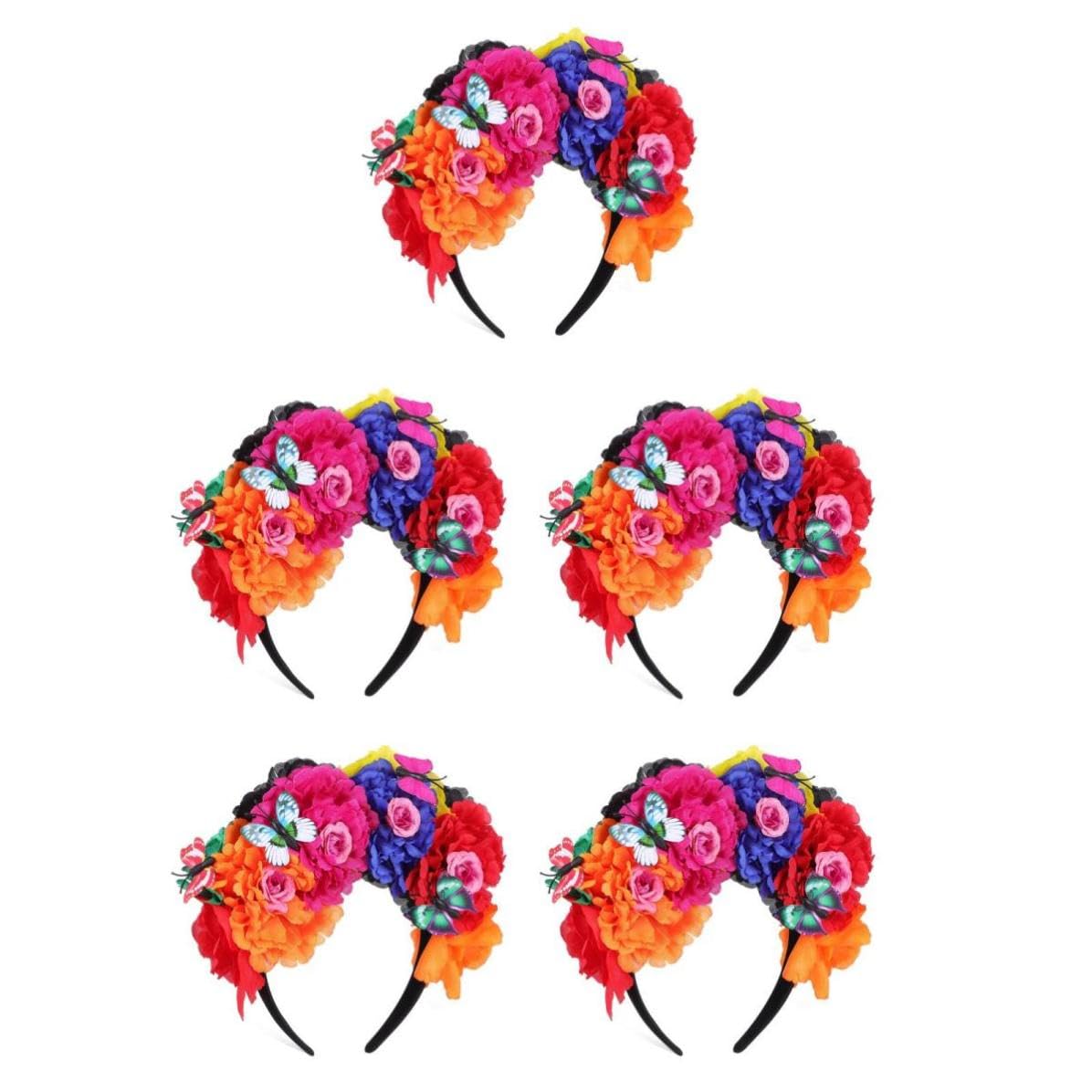 Lot de 5 bandeaux à fleurs pour femme - Accessoires de cheveux légers - Pour festival, mariage