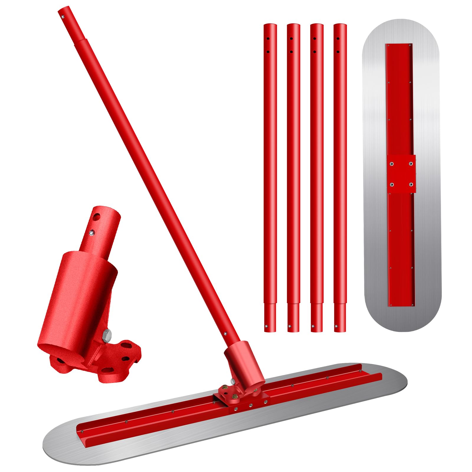 48"x12" Bull Float Stainless Steel Concrete Float Round End Board Kit Trowel Tool Cement Tools Float Bracket Concrete Tools Finishing With 59.4"