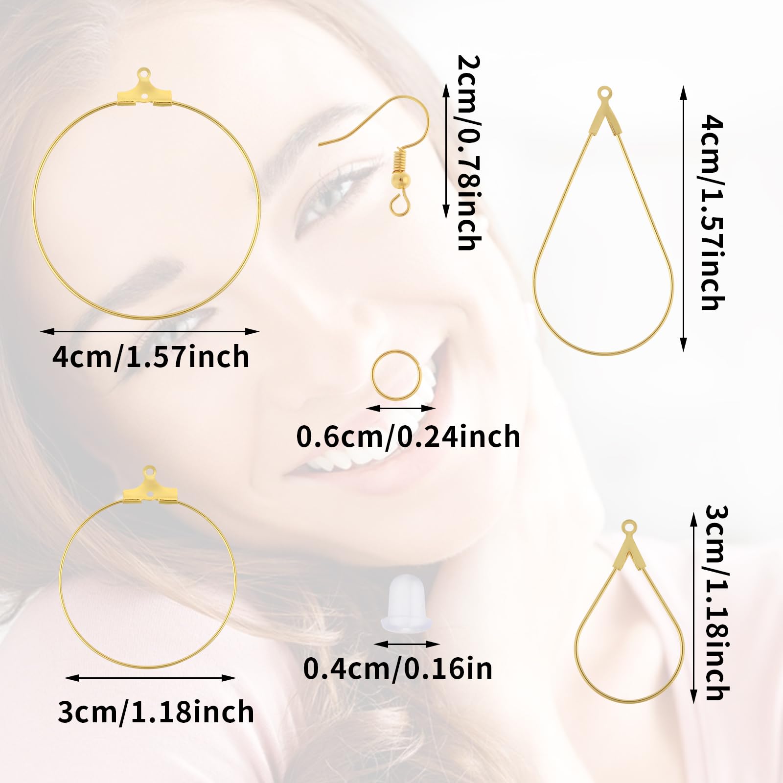 TOAOB 1150 stuks Oorbelhaken Oordraden Vis Haak Oorbel Met Kogelspoel en Opening Ringen 5 Kleuren met 200 Sluitingen voor Doehetzelf Oorbellen Sieraden