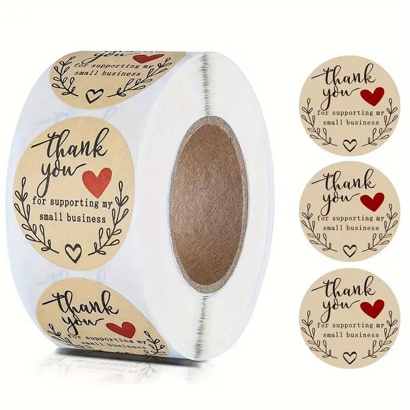 Image of 500pcs Watercolor Thank You Stickers - Round Self-Adhesive Sticker for Paper, Small Business Wedding Supplies, Gift Wrap - 25 mm, (1,Thank You for Supporting My Small Business)