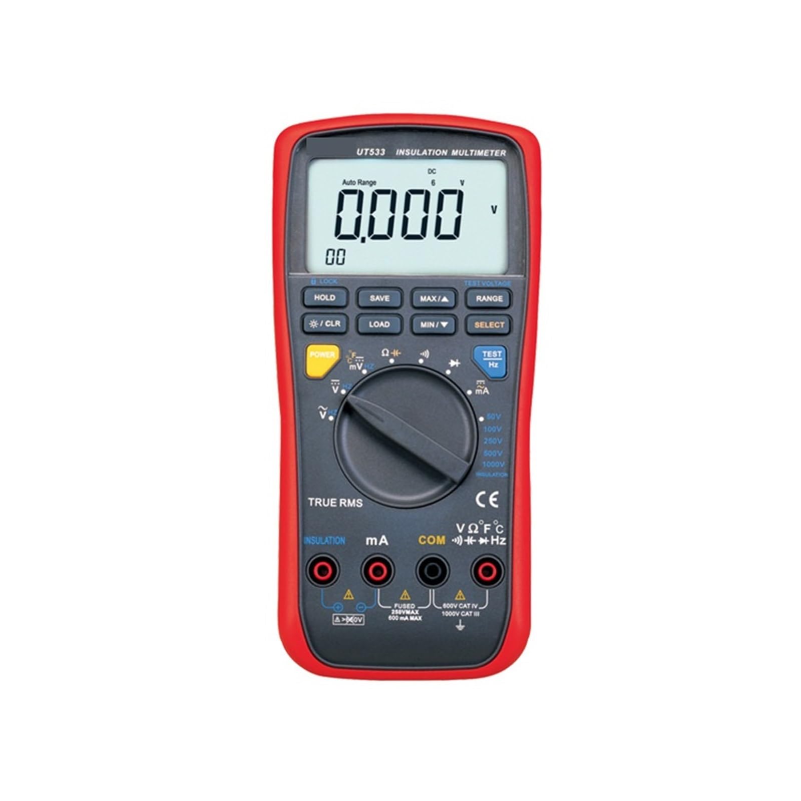 EDEDE Misuratore di Resistenza di Terra, UT533 True RMS Tester di Resistenza di Isolamento Multimetro Digitale Auto Range AC DC Ohmmetro Voltmetro Test di capacità Tester