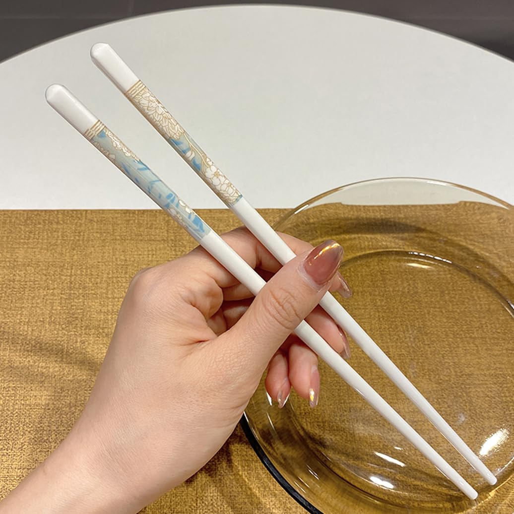 ZHOUXIAO Juego De Palillos De Porcelana Azul Claro, Palillos De Regalo Reutilizables, Palillos De Cerámica De Cerámica De Hueso De Alto Grado, Palitos De Corte Coreano Chinos 10 Pairs