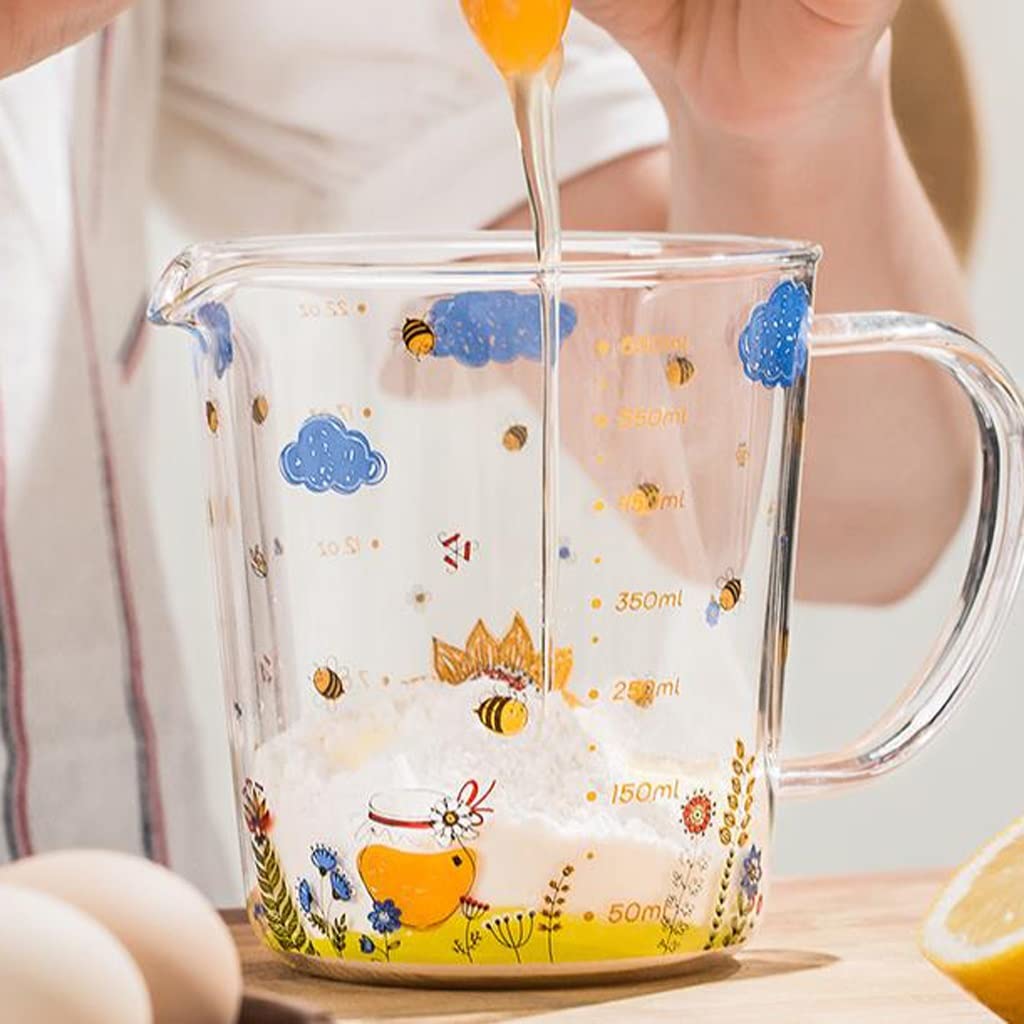Taza medidora de Vidrio de borosilicato Alto con Escala de Alta Capacidad Resistente a Altas temperaturas Taza for Hornear en el hogar Taza de Desayuno de Leche