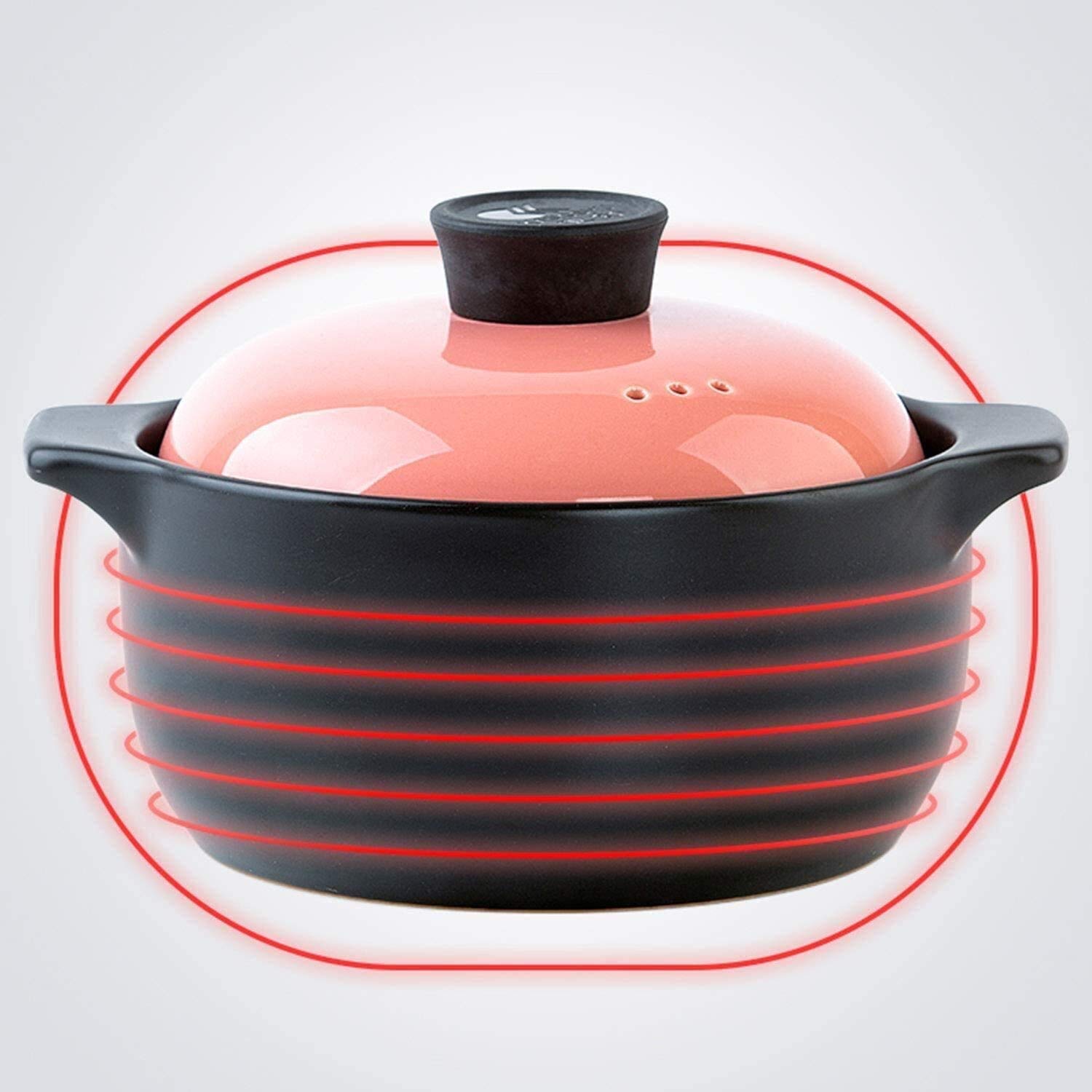 Cazuela clásica de cerámica refractaria con tapa, resistente a altas temperaturas, olla de fuego abierto, olla de piedra de alta capacidad, cacerola de cerámica para la cocina del hogar (color