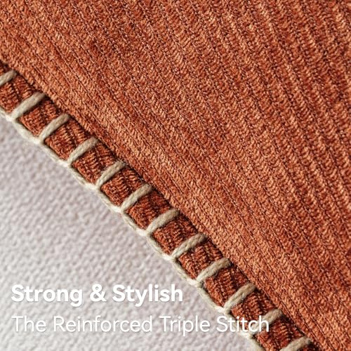 Image of a moment Pack of 2 Decorative Chenille Throw Pillow Covers with Twill Cushion Covers for Sofa Living Room Couch Bed 18x18 Inch,Crafted Border Rust