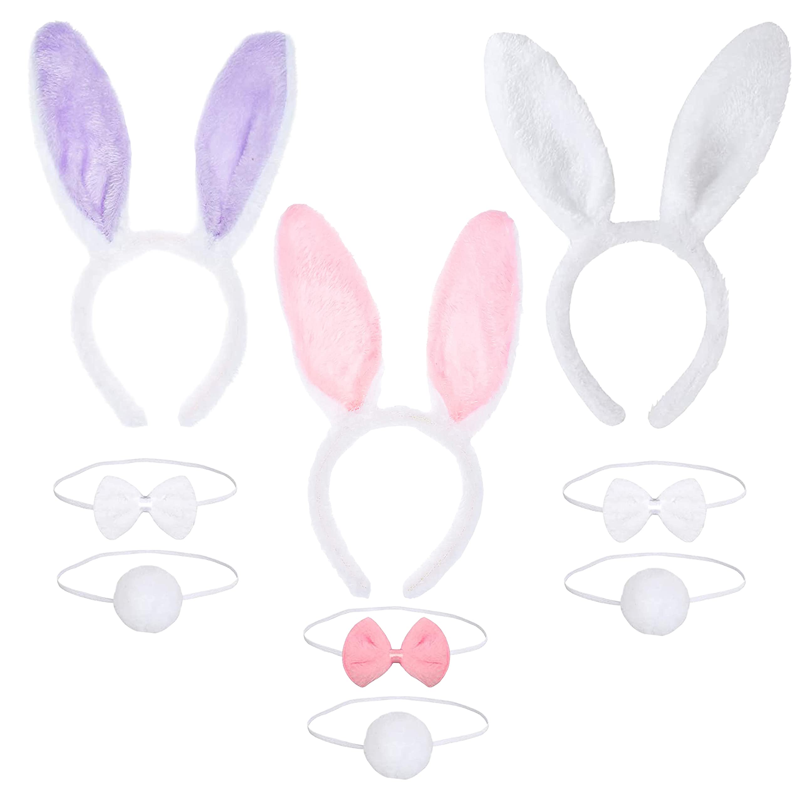 REDSTAR 3 Set Easter Bunny Costume with Bunny Ears Headband, Bowtie, and Tail - Perfect Bunny Outfit for Role Play, Cosplay, Halloween Party, and Easter Celebration - Rabbit Costume Kids or Adult