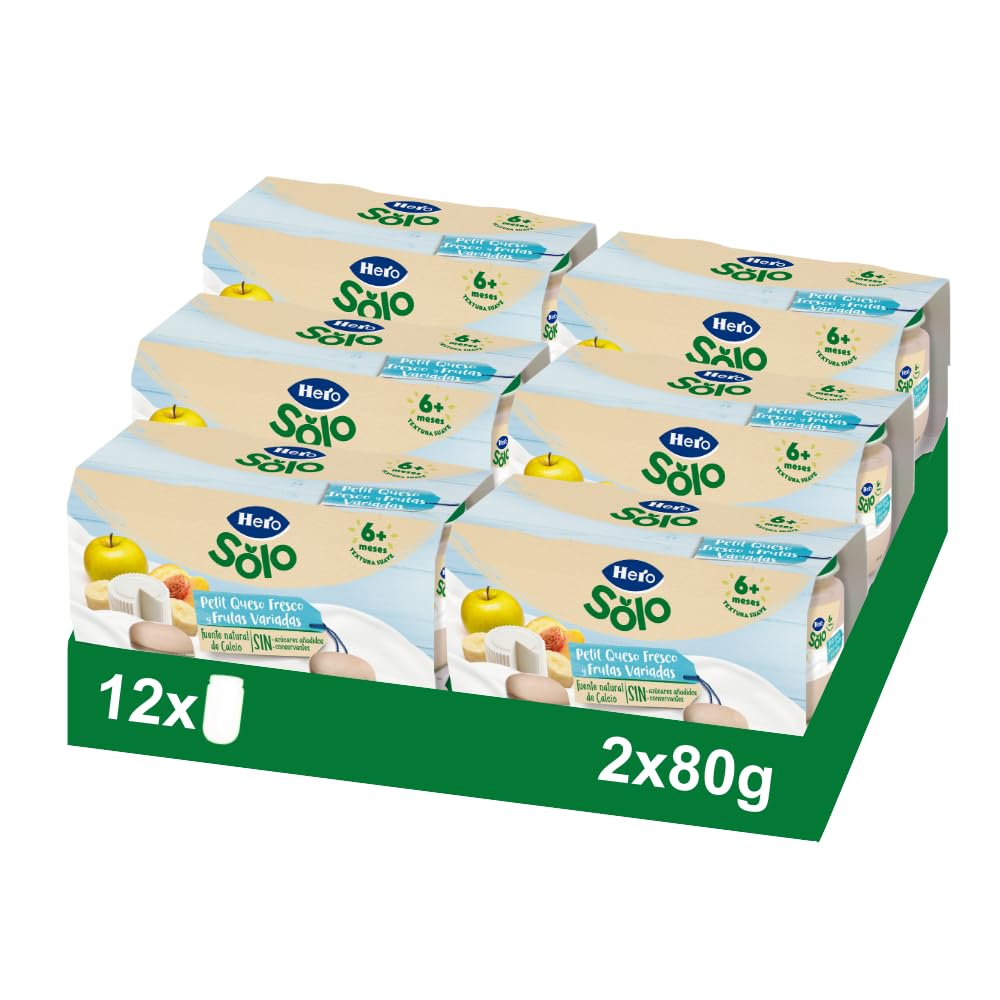 Hero Baby Tarrito Infantil Queso Fruta Variada Fuente de calcio vitamina C Sin Aceite de Palma 100% naturales 80g Paquete 24