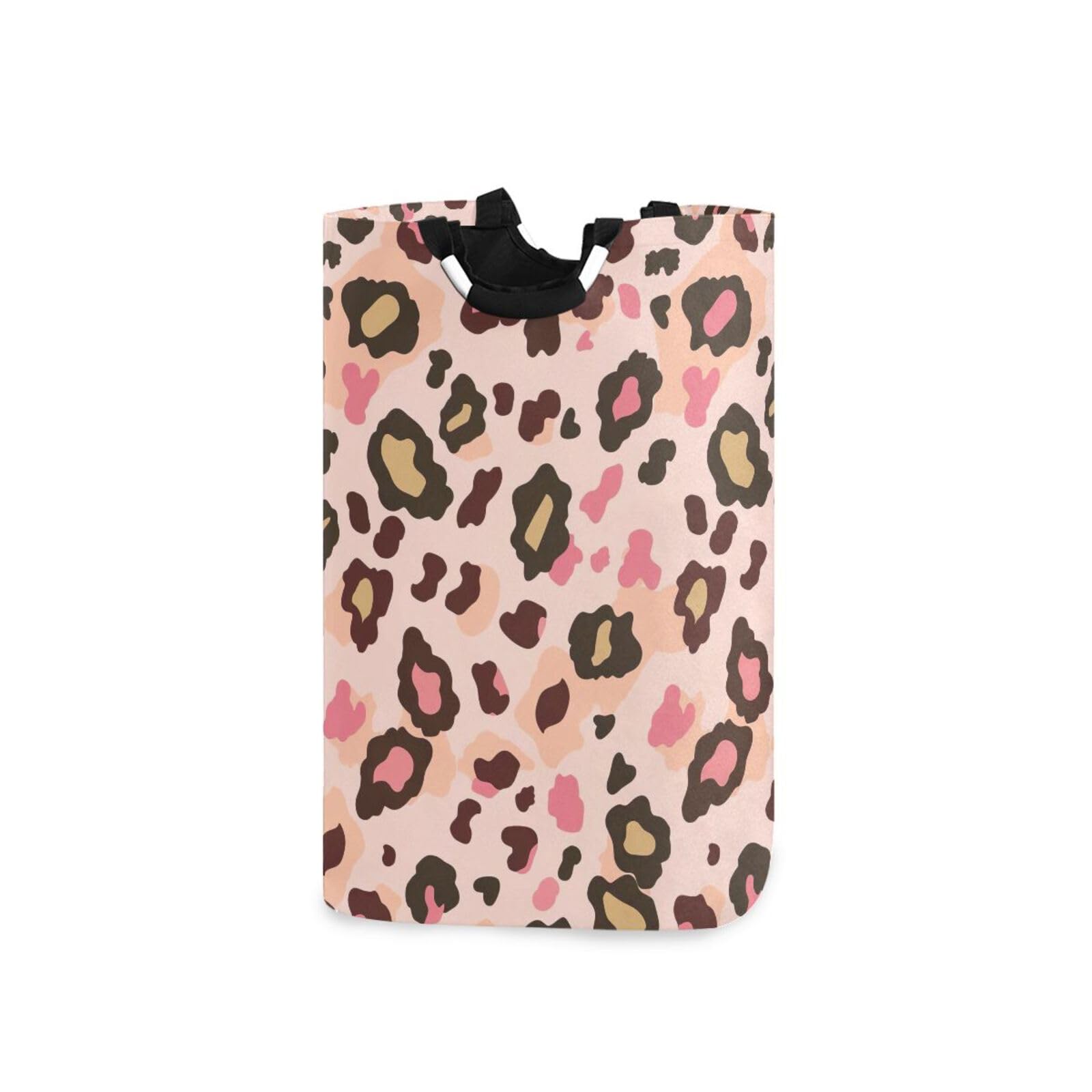 Jihqo Laundry Hamper Basket Watercolor Leopard Collapsible Nursery Storage Bin Waterproof Clothing Baskets for Home Bedroom Bathroom Washing Room