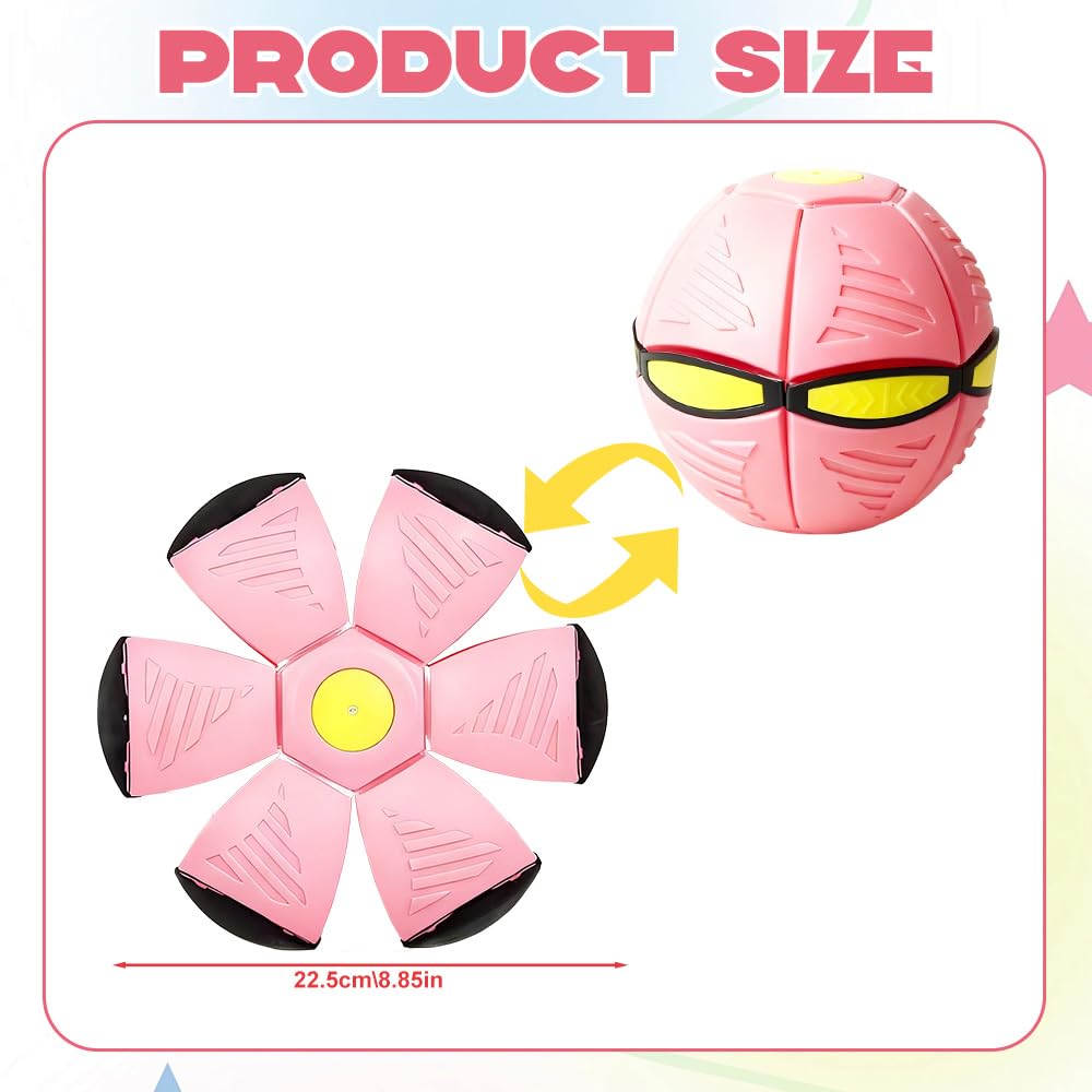 BRTNUP Magic Metaball,Children's Bouncing Ball,Jumping Balls with 6 Light,Flying Saucer,Dual Form Freely Switchable,Parent-Child Interaction Toy Game,Gifts for Teen Boys (Light pink) - Image 2