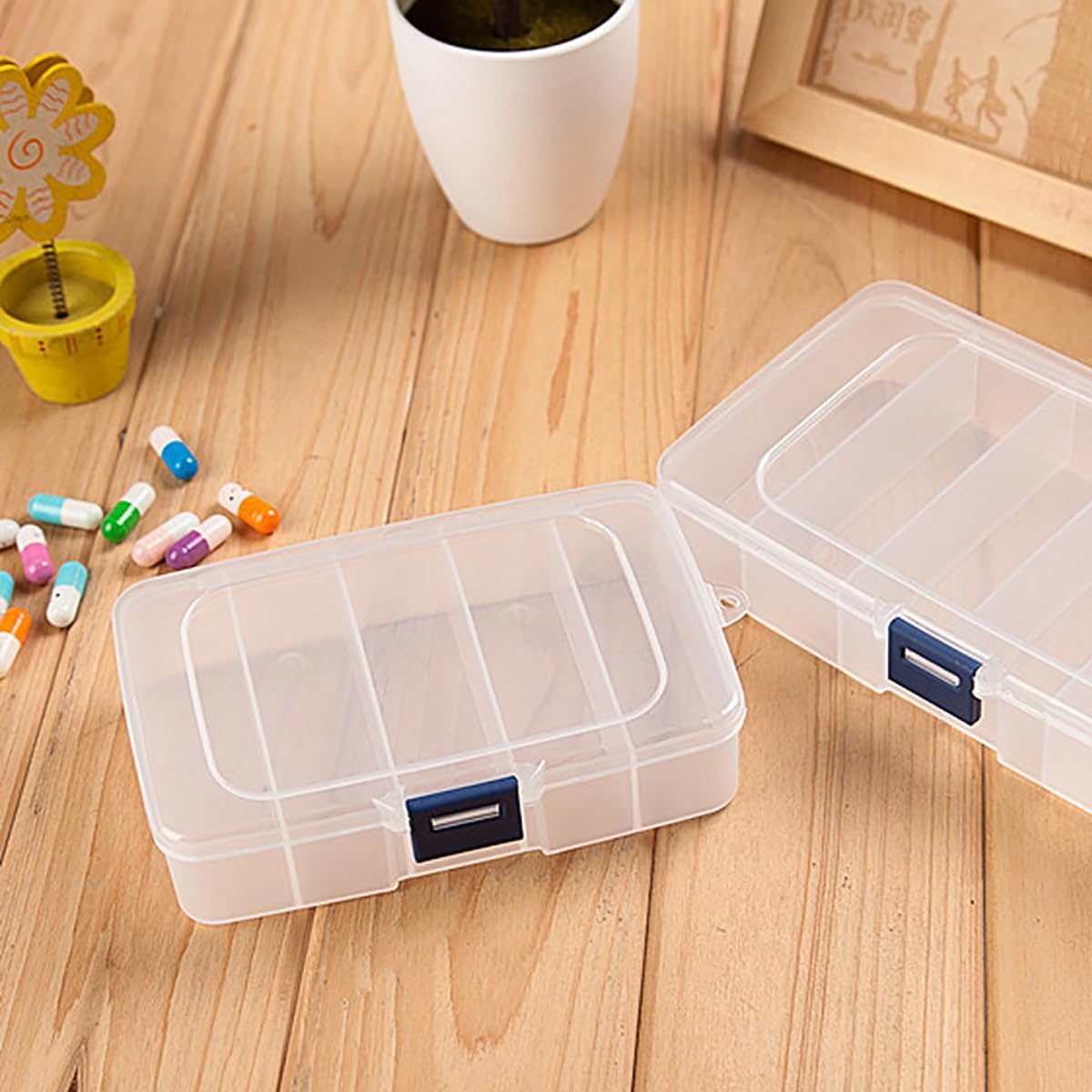 2 Pack Transparent Plastic Bead Organizers (5 Grids),Craft Organizers and Storage Beads Organizer, Art DIY, Crafts Jewelry Storage, Fishing Tackles, Size 5.51 x 3.54 x 1.38 in - Image 7