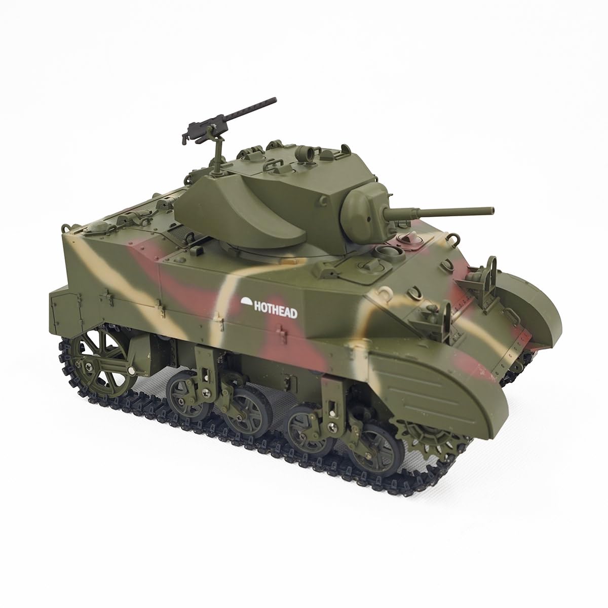 Czołg RC w skali 1/16, 2,4 G US M5A1 Stuart Light Main Battle Tank Model z funkcją dźwięku/świateł/dymu, wojskowy pojazd RC dla dorosłych