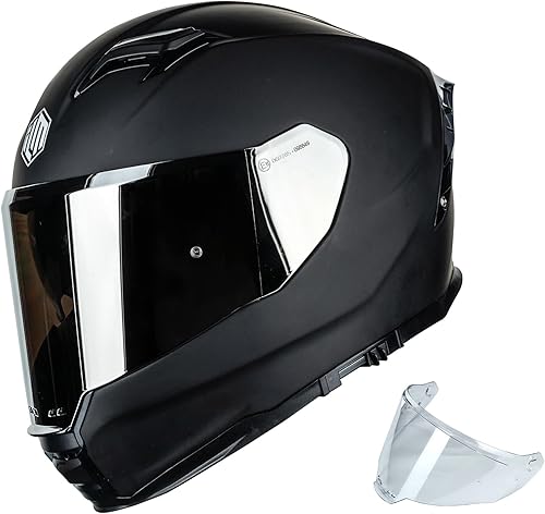 ILM Casco de motocicleta de cara completa, ligero de fibra de vidrio DOT ECE para hombres y mujeres, doble visera Racing Cascos para Motos Modelo