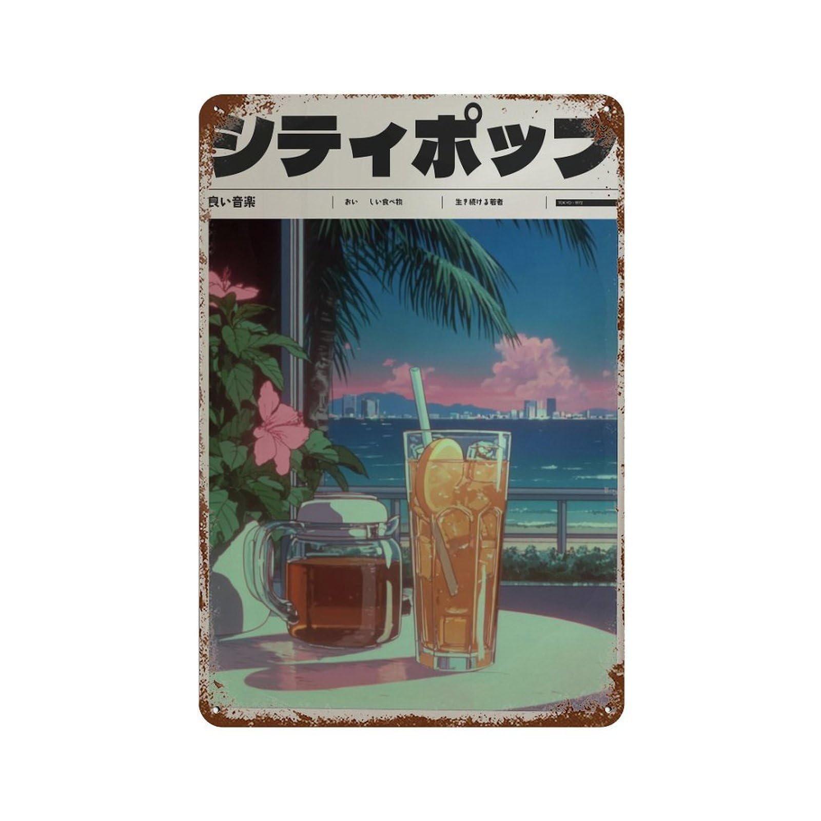 xiaoxiaoshen Tropical Drink By The Beach. Y2k Indie Wall Decor Art Metal Tin Poster Modern Home Decor Art Home Bar Shop Decorations Vintage Sign 30x20cm