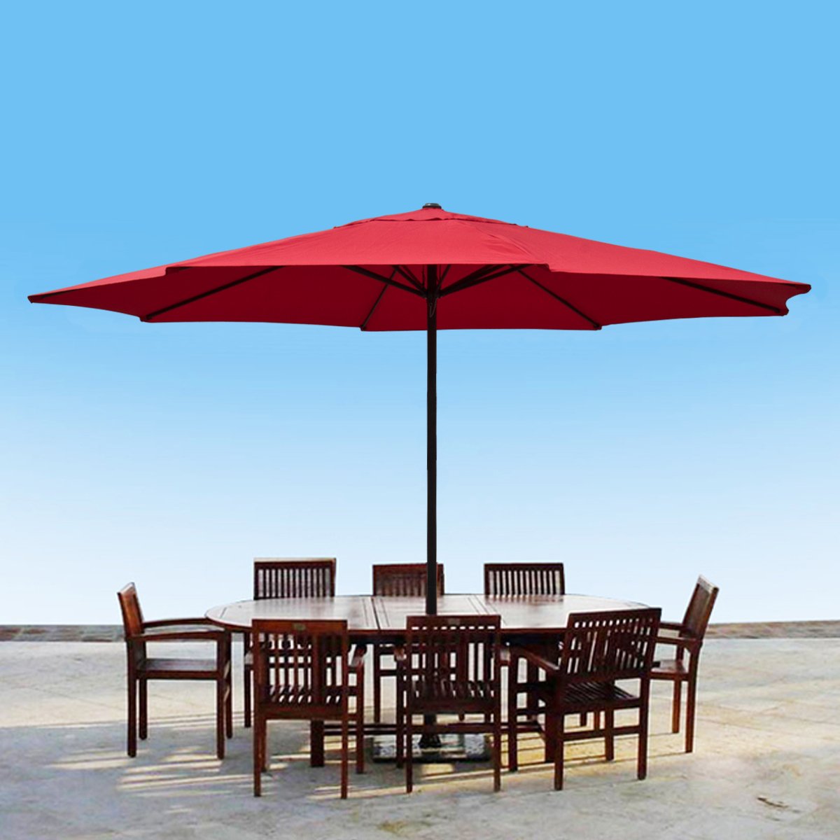 best patio umbrella lights for outdoors COSIEST Outdoor 11ft 3 Tiers Market Patio Umbrella with Solar LED lights -  On Sale - Bed Bath & Beyond