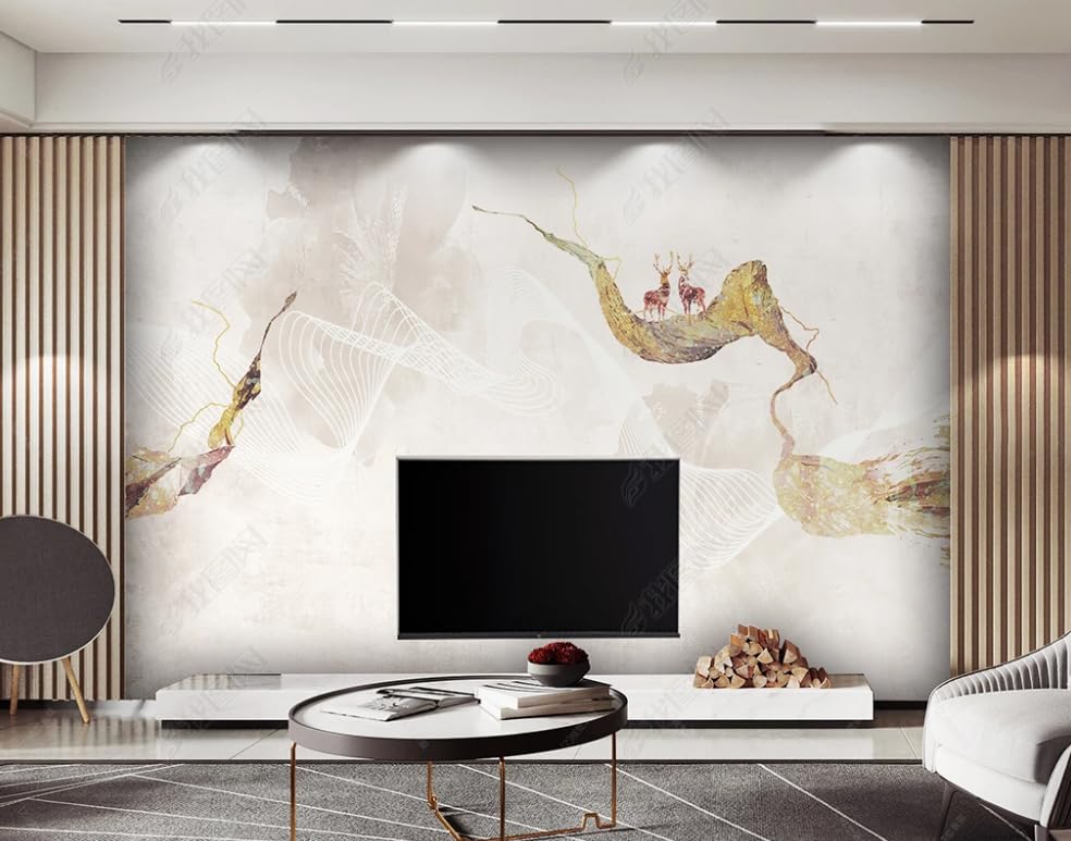 Papier peint intissé marbre de cerf géant mural salon 200x140cm