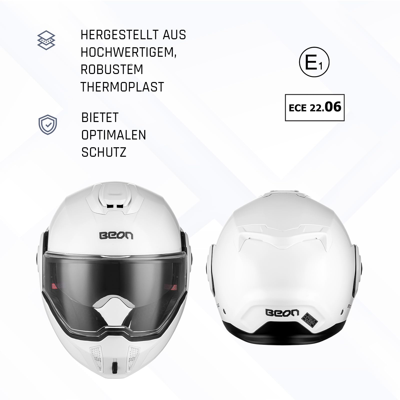 BEON Stradale Motorradhelm - Systemhelm Klapphelme mit Visier und Sonnenblende - Rollerhelm Sonnenblende - Motorrad Helm Damen & Herren - Integralhelm 180° Klappbar - L