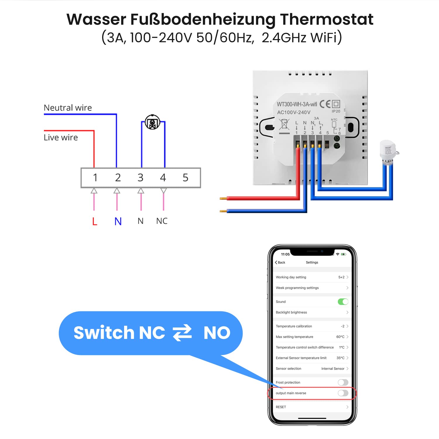 AVATTO Thermostat für Wasser-Fußbodenheizung, Smart WiFi Thermostat, programmierbarer Raumthermostat, kompatibel mit Alexa & Google Home, Fernbedienung über AVATTO-App oder Smart-Life-App