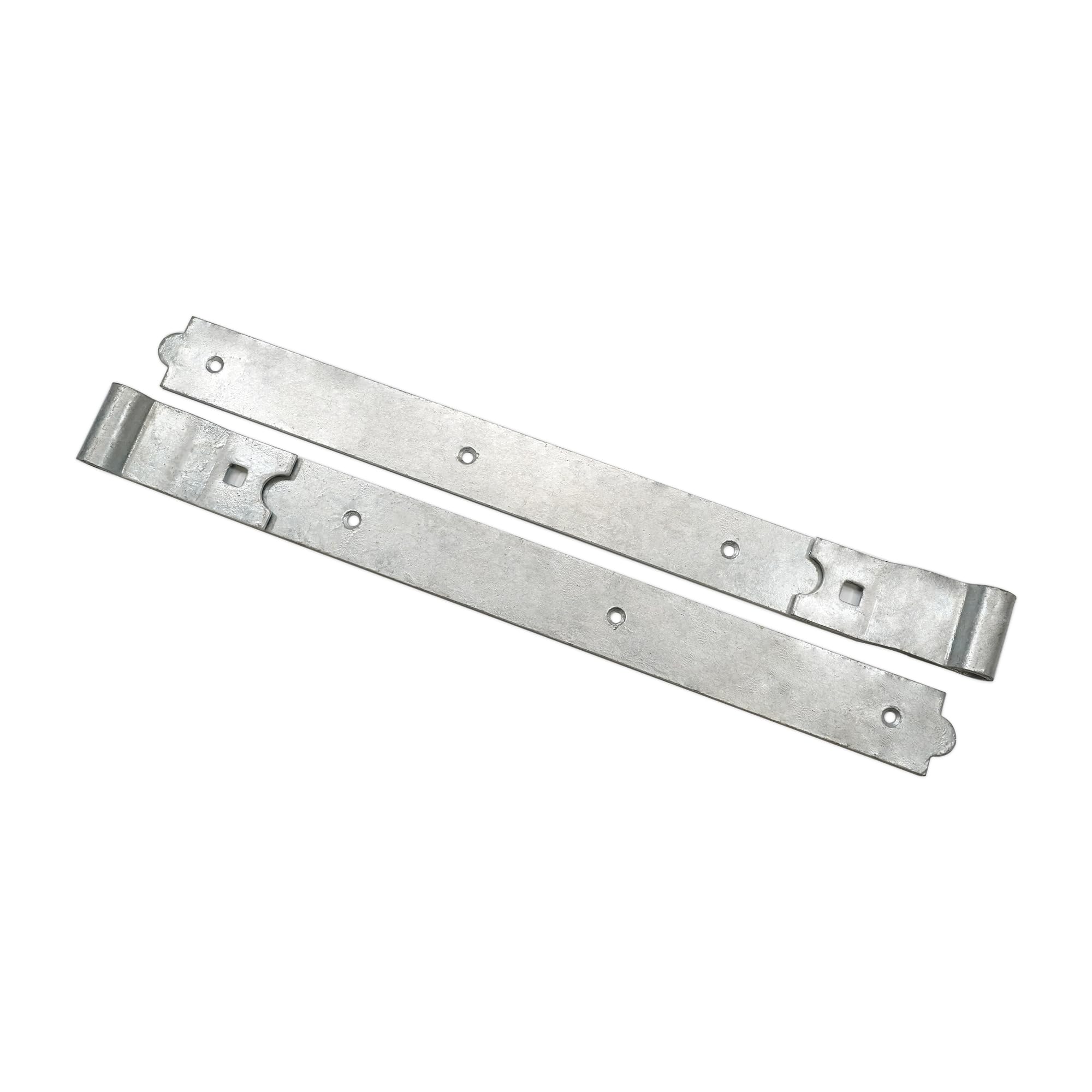 Paquete de bisagras de gancho y banda galvanizadas de 620 mm, kit de montaje de puerta de madera para puerta de granero, puerta de jardín y puertas al aire libre