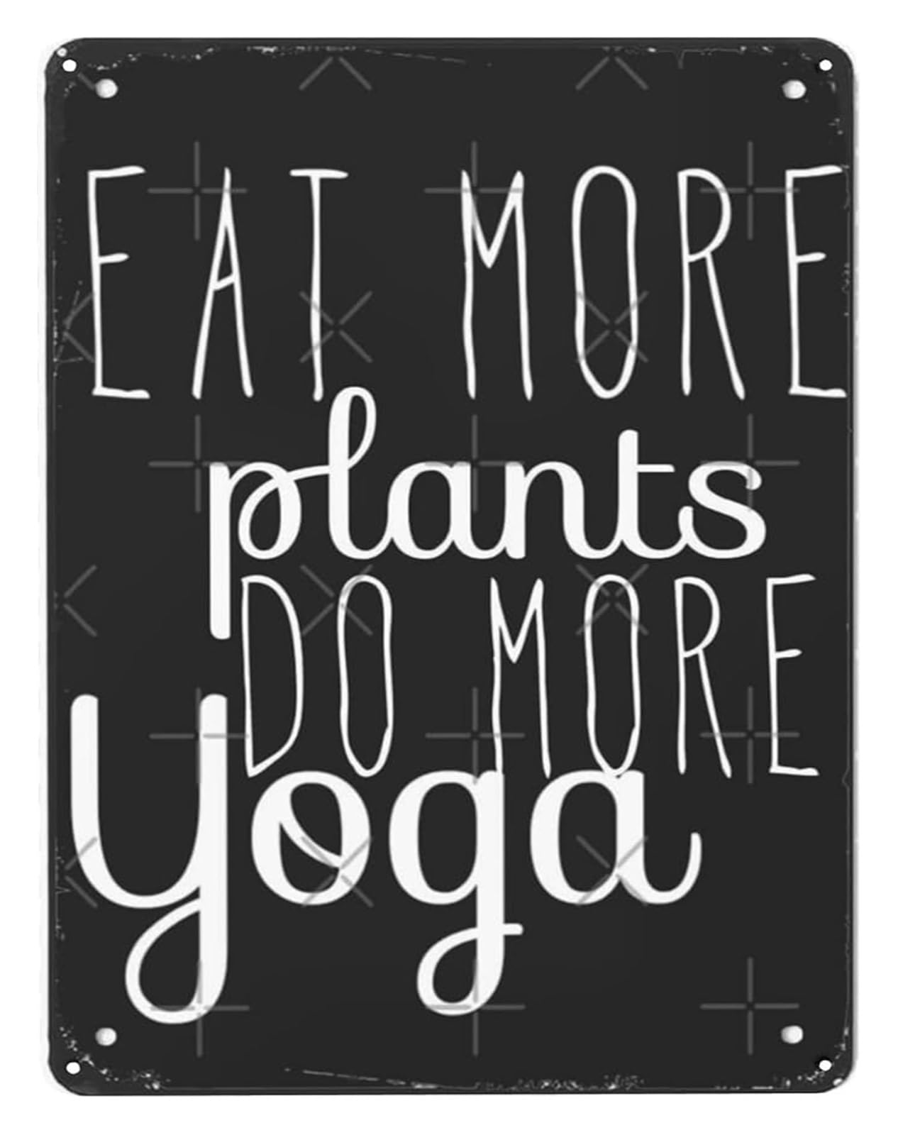EKFBQBGW Hand Lettered Metal Sign Eat More Plants Do More Yoga Artistic Typography Wall-Art for Eclectic Boho Farmhouse Home Decor 8 X 12 in