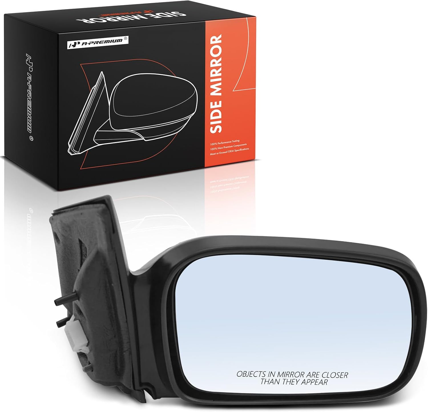 A-Premium Passenger Side Manual Door Mirror - Compatible with Honda Civic 2006-2011 - Non-Heated Non-Folding Black Outside Rear View Mirror