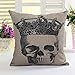 L&J ART 5 PCS 18 x 18 inch Skull Throw Pillow Case Cushion Cover Colorful Floral Mexican Day of The Dead Decor Black Sugar Skull Linen Square Pillowcase Cushion Covers Home Decorative