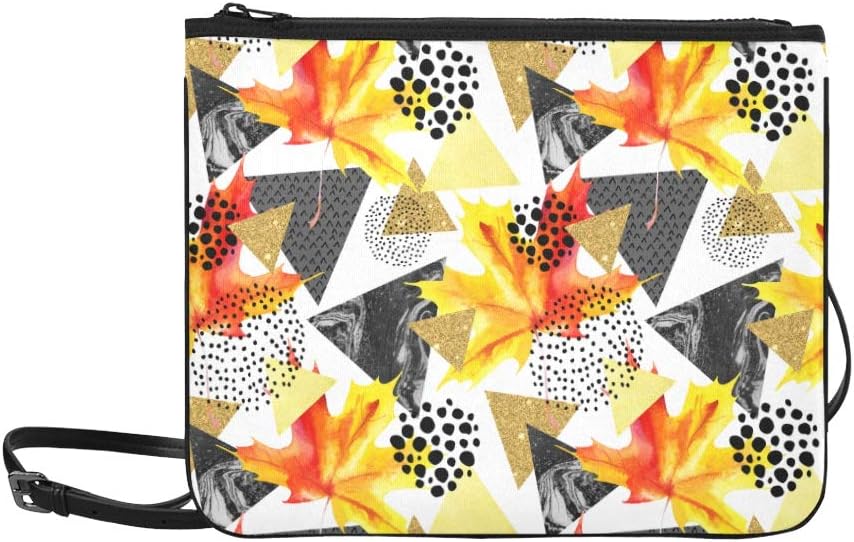 Asian Maple Leaf Watercolor Red Autumn Maple Pattern Custom High-grade Nylon Slim Clutch Bag Cross-body Bag Shoulder Bag