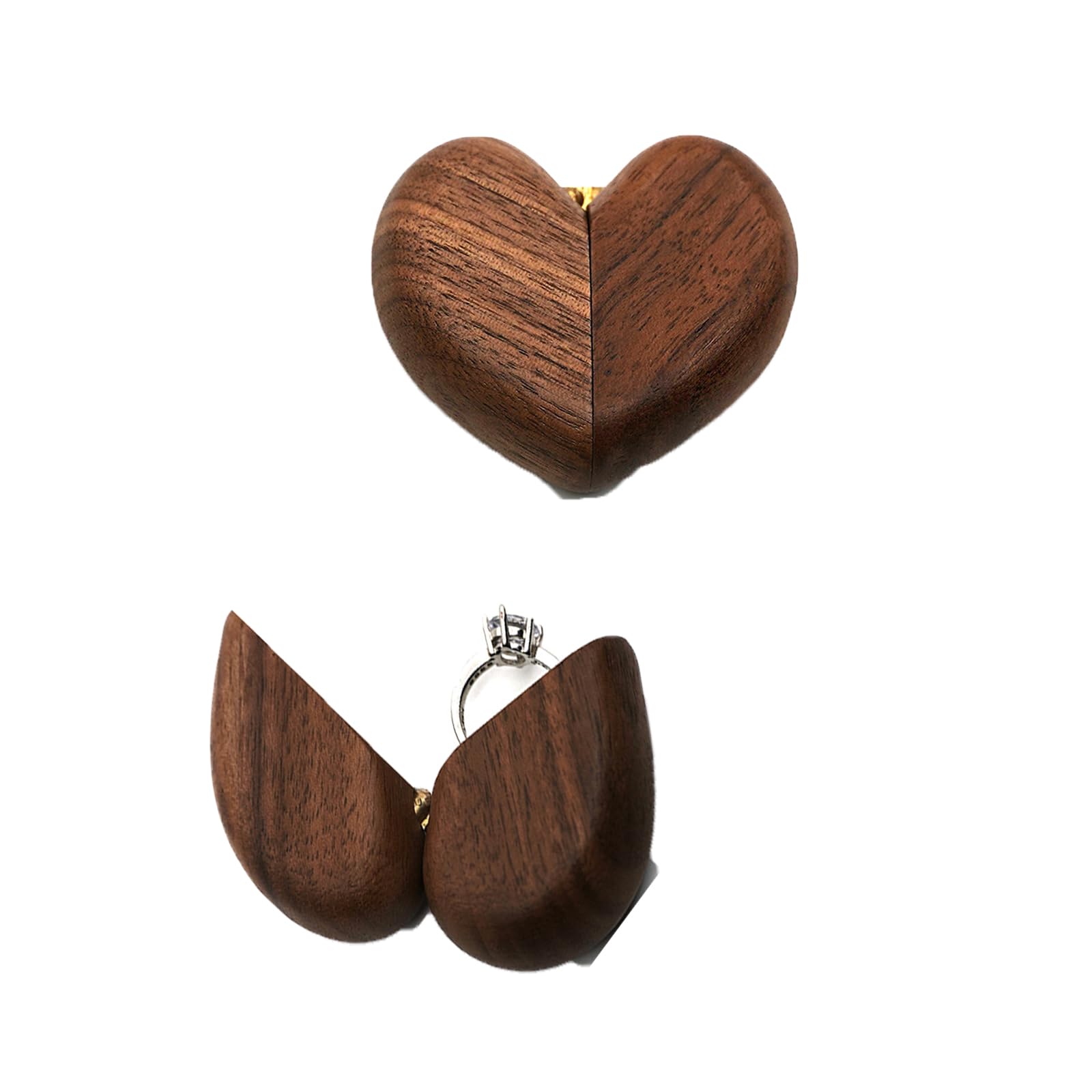 ERDOGLYPersonalized Wooden Ring Box, Mini Engagement Ring Holder Box with Single Slot, Wood