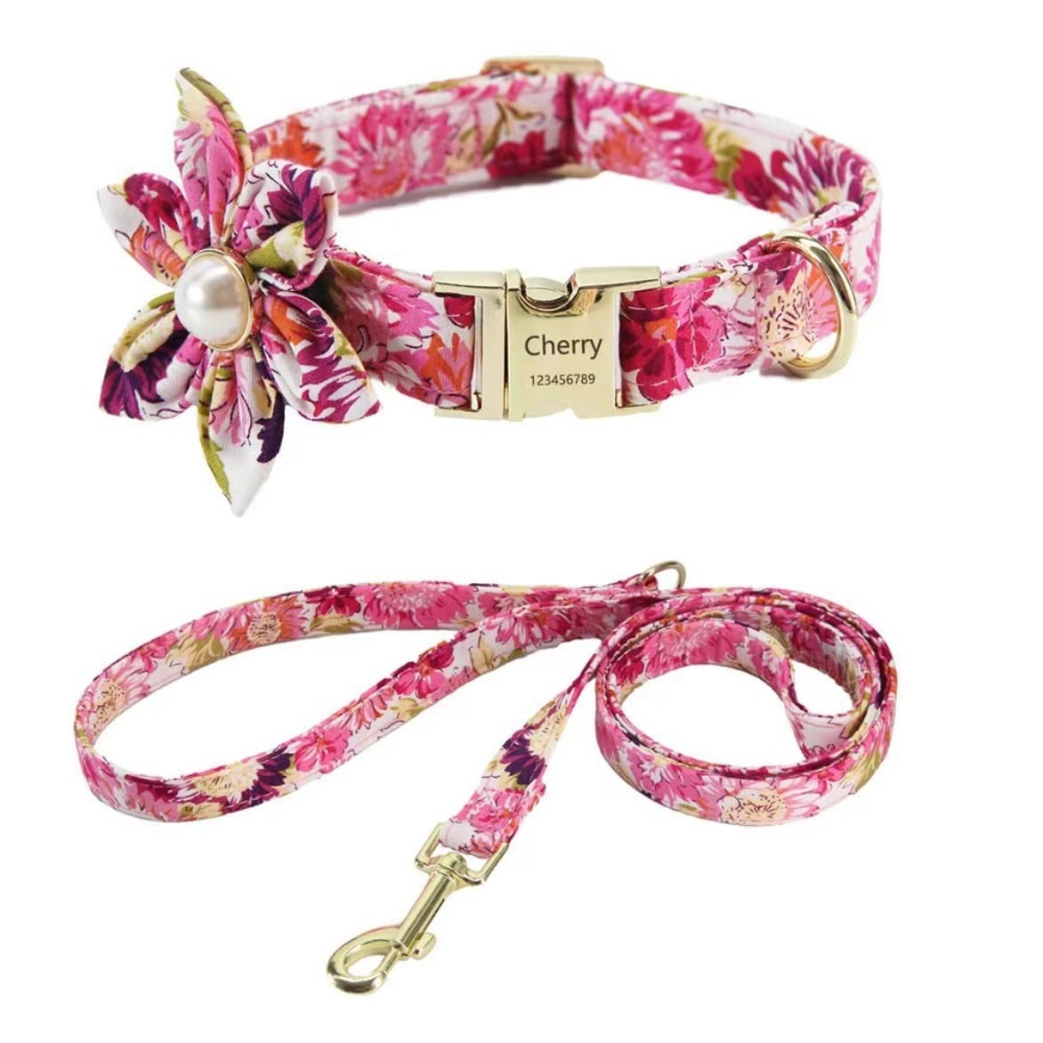 Morbido Guinzaglio Per Cani Collare Per Cani In Nylon, Guinzaglio, Imbracatura Per Cacca, Set Di Collari Per Stampati Regolabili, Imbracature Per Antiscivolo Flexi(Pink,25-40cm)