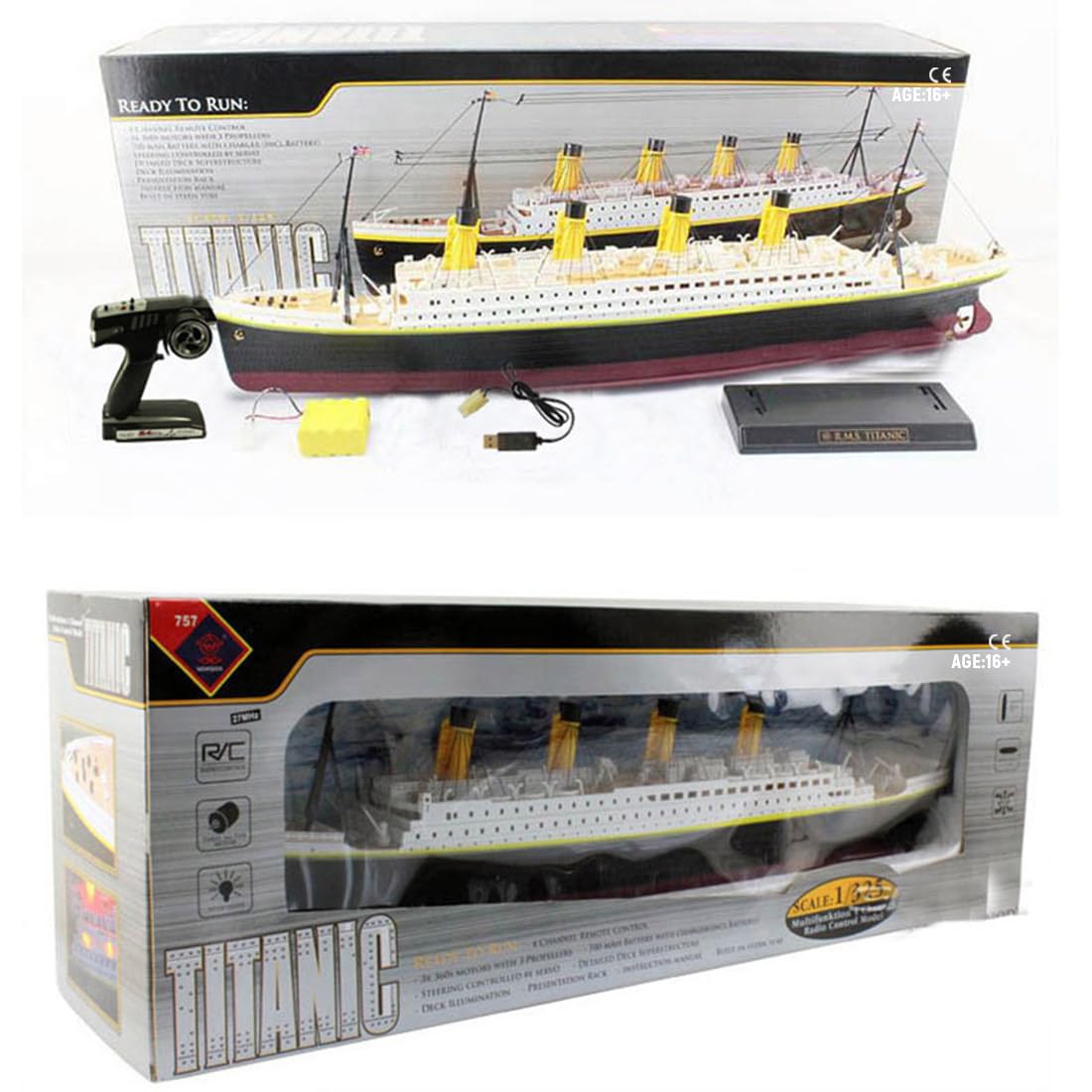 RC Titanic Modello di nave da crociera per adulti, 2,4 G 80 m di controllo a lungo raggio, durata 20+ min, luci LED, modello NQD Titanic elettrico 3CH per piscine, laghi, regalo per
