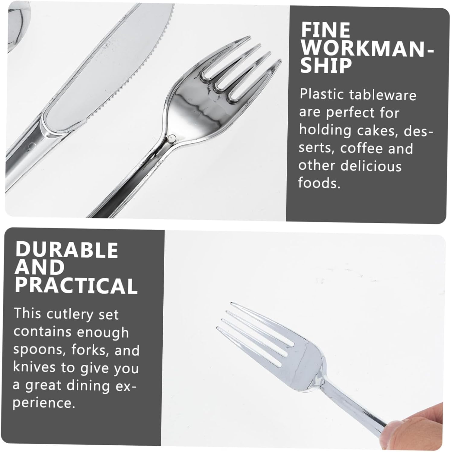 10 Sets Disposable Plastic Cutlery Knives Spoons for Parties Durable Kitchen Utensils for Events Easy to Clean Elegant Table Decor