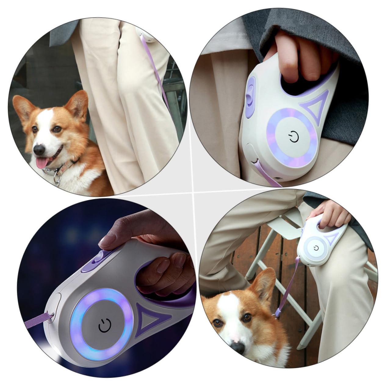 Hemobllo Correa para Perro Extensible Luz LED Automática, Material Abs y Nylon, Batería AAA Incluida, Adecuada para Pasear y Entrenar Mascotas de Forma Fiable y Cómoda