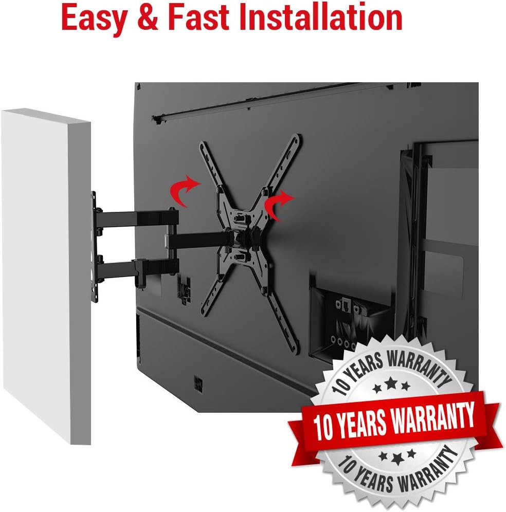 Loctek 26-55 inch TV Wall Mount Bracket Upto 72 lbs Weight Capacity, MAX. 400x400mm VESA Size, Full Motion Swivel Articulating Flat Screen : Electronics