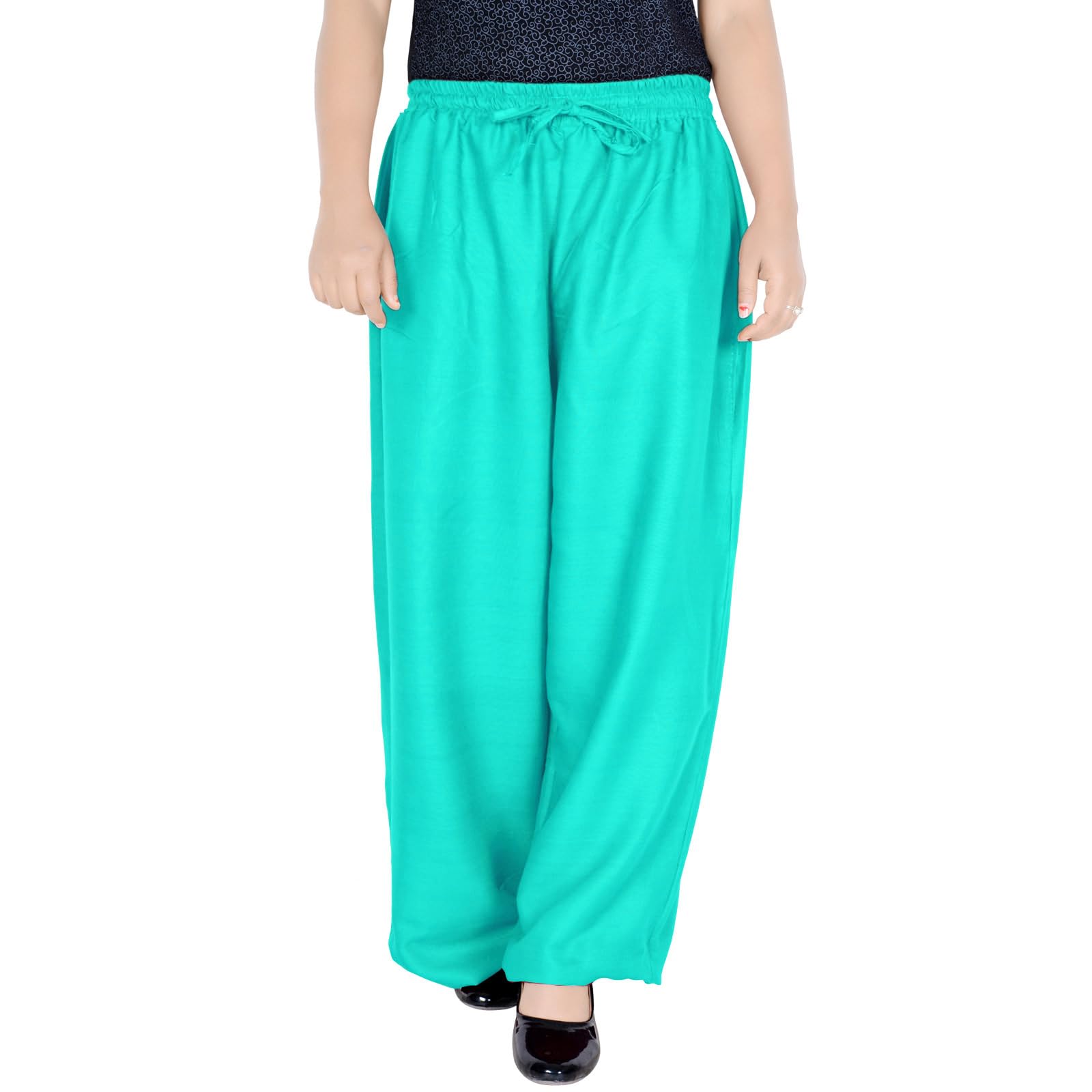 sttoffa Women's Regular Palazzo Pant 40 INCH Length Plus Size Palazzo Pants for Women Rayon Plazo for Girls-picture-18