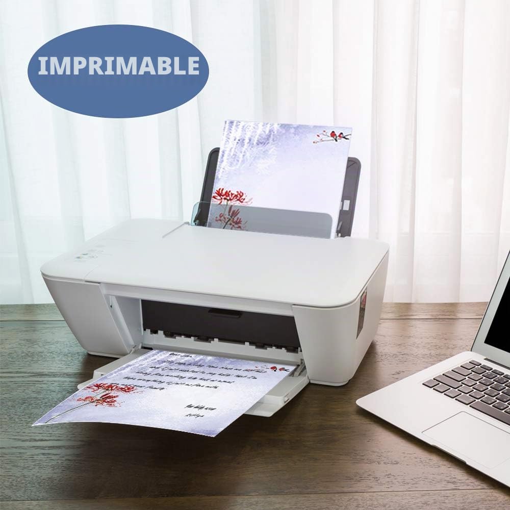 Papier à Lettre Japonais 48 Feuilles 24 Enveloppes Auto-adhésives 6 Assortis pour Imprimante