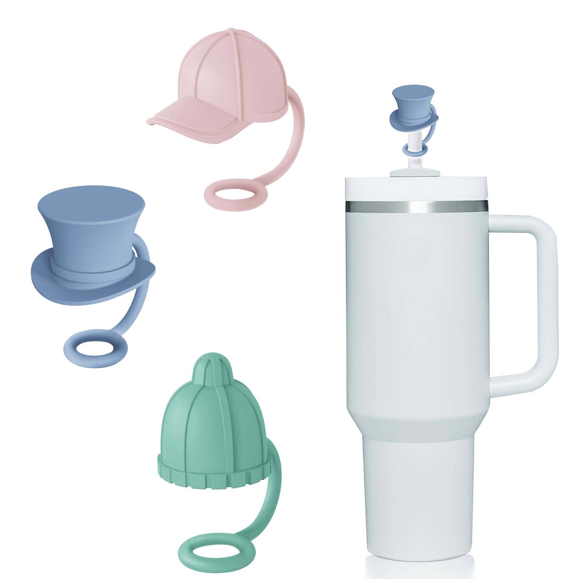 WELTA 3 Pack Compatible with Stanley 14oz&20oz&30oz&40oz Tumbler Straw Covers Cap,Food Grade Silicone Straw Topper, Straw Protectors, Soft Silicone Straw Lid For 6-10mm Straw