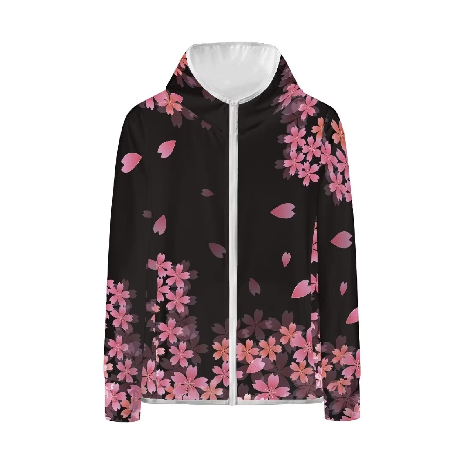 xixirimido Cherry Blossom Hoodie Pink Sakura Women's UPF 50+ Shirt Full Zip Lightweight Quick Dry Jacket for Cycling Outdoor Golf