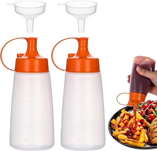 Miniatura 8 de Botellas de salsa de boca ancha, botellas exprimibles para condimentos, botellas exprimibles de plástico, dispensador de líquido de ketchup para