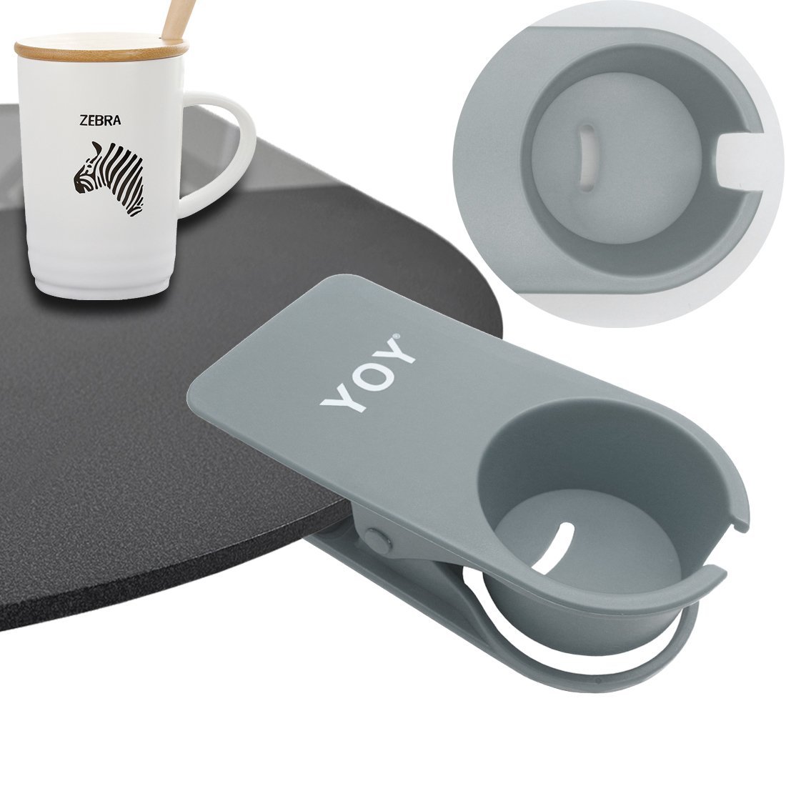 SERO Innovation Soporte Para Bebidas Con Clip Para Tazas, Rojo, Se Ajusta A Mesas, Escritorios, Sillas, Estantes, Mostradores. Mantén Tu Bebida, Teléfono Inteligente U Otro Artículo Pequeño Seguro Y