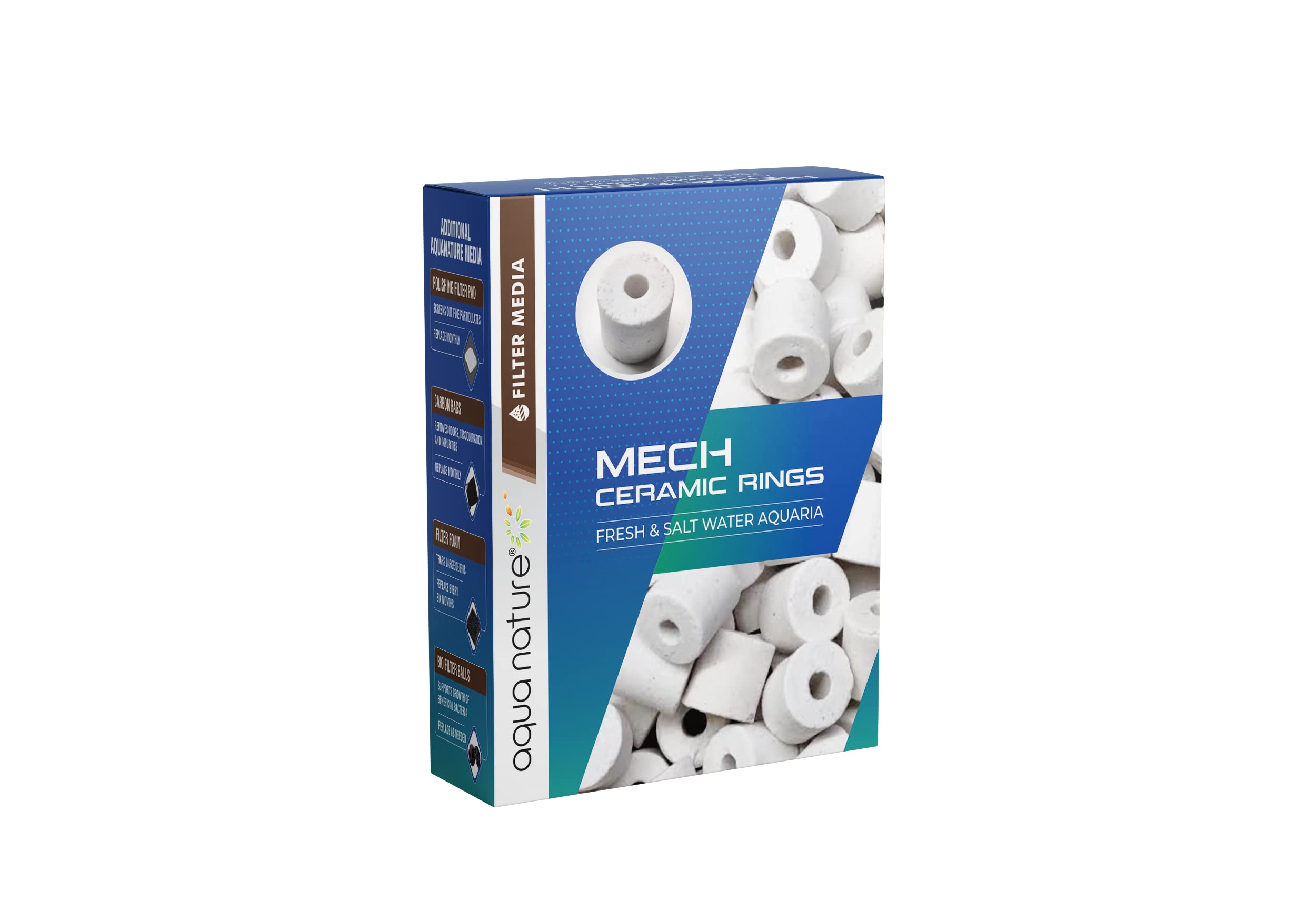 AquaNature Aquarium Porus White Bio Ceramic Ring Filter Media for Freshwater & Saltwater (450g)