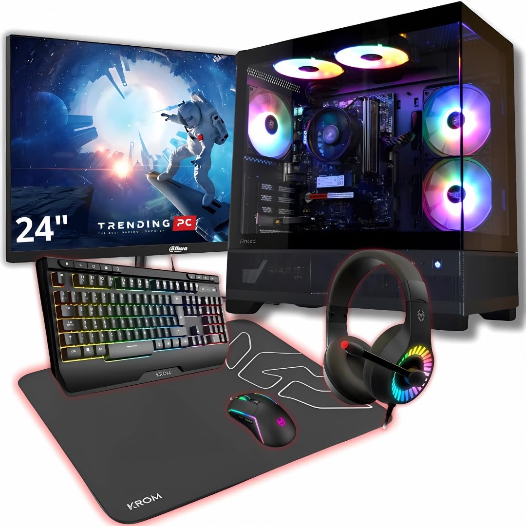 PC Gaming Completo • TrendingPC • Ryzen 7 5700G 8X 4,60Ghz • 32Gb RAM DDR4 RGB • AMD Radeon 8 Graphics • 1tb m.2 • WiFi 6 & Bluetooth • Monitor 24" 100hz •Windows 11 • Teclado Auriculares y ratón