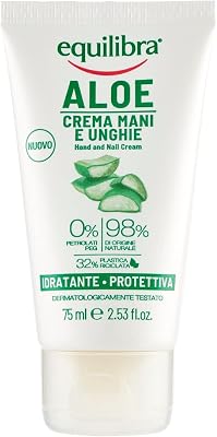 equilibra Corpo, Aloe Crema Mani e Unghie, Crema Mani a Base di Aloe Vera, Svolge un'Azione Idratante, Lenitiva, Protettiva e Riequilibrante sulla Pelle, Rapido Assorbimento, 75 ml