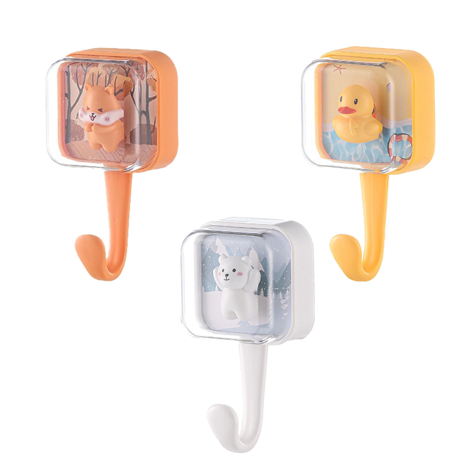 Self Adhesive Wall Hook, 3Pcs Cute Key Hook Multi-Function Wall Hooks, Creative Adhesive Coat Hook for Hanging Coats, Bags, Purses, Towels, Keys