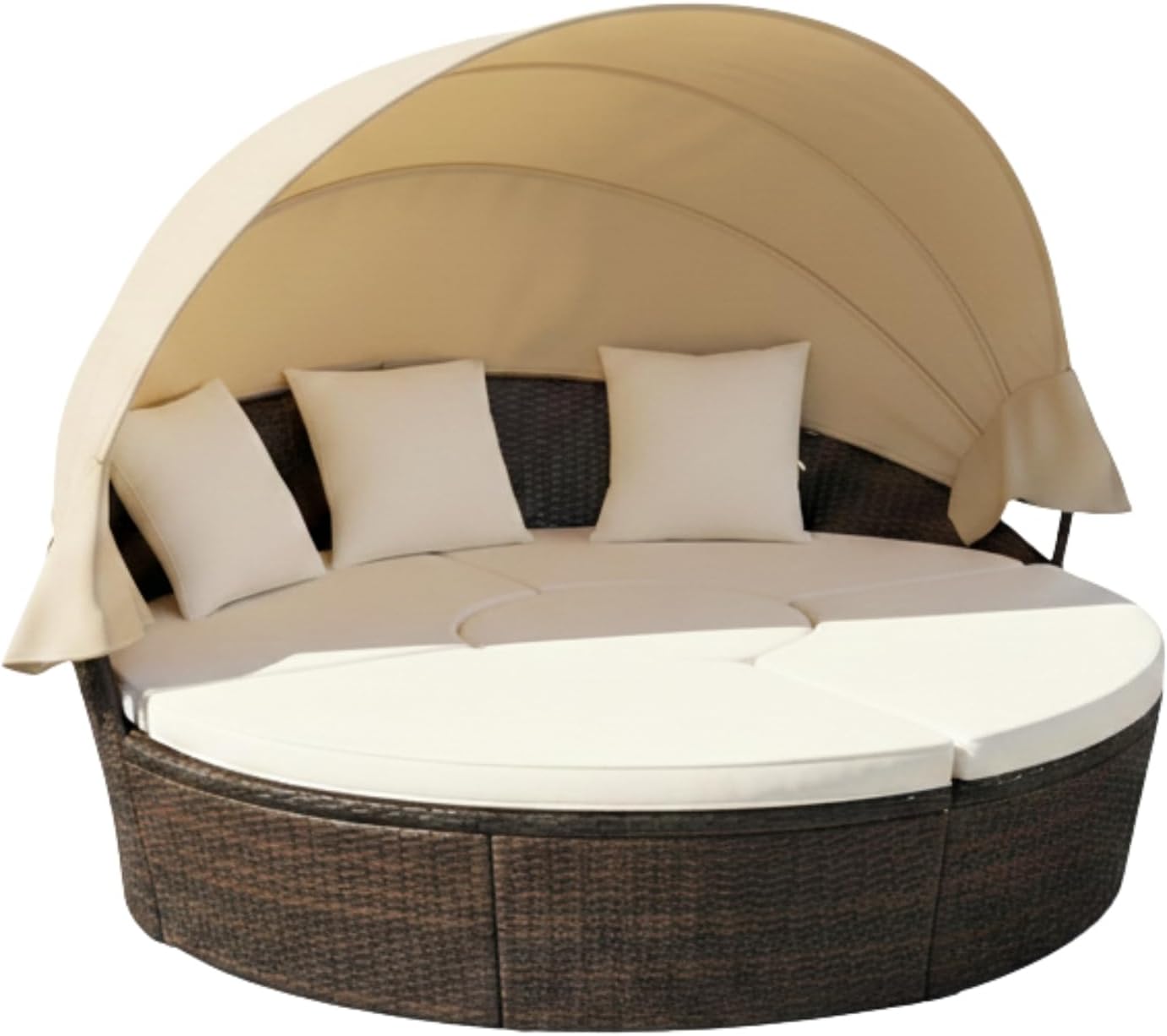 Garden Winds Reinforced RipLock 350 Replacement Canopy Top Cover Compatible with Tangkula Costway Alleshia Patio Round Daybed Models 66656TU, HW68674WH, SCBW0797891BC-1, W004954842 - Beige