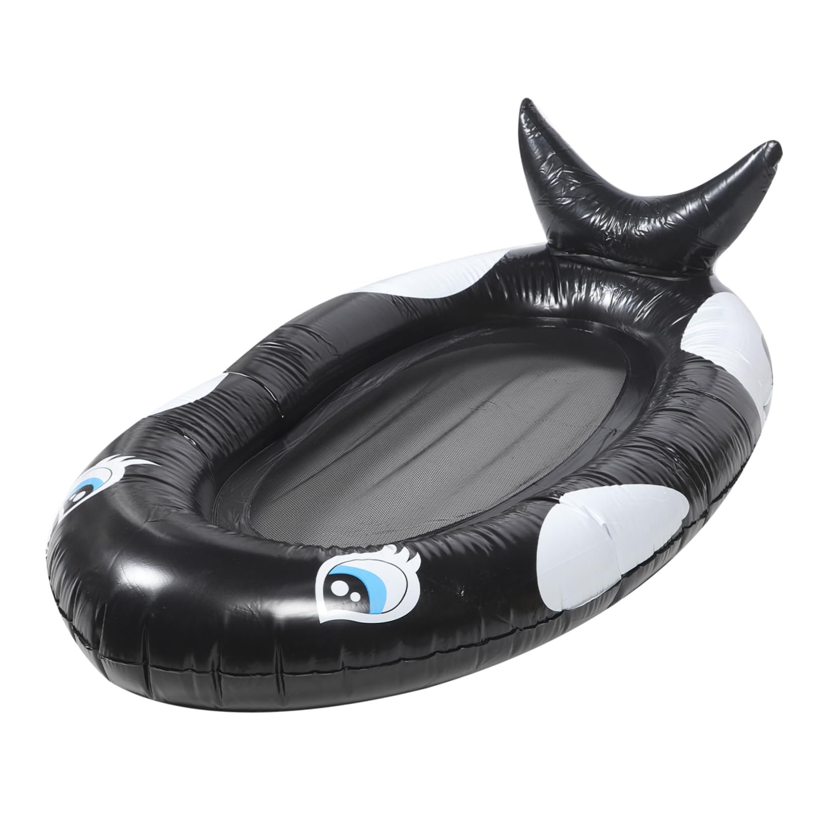 Hamaca Flotante para Piscina Plegable de Malla, Negro PVC, Adulto | Reclinable, Superficie Lisa, Diseño de Patrón Bonito, para Fiesta en Piscina