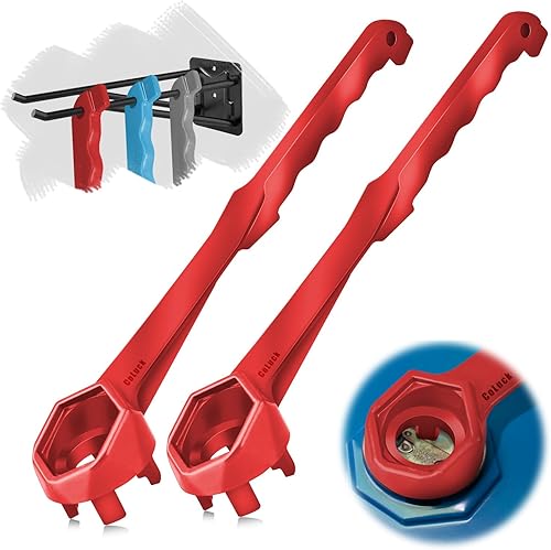Llave Bung Wrench 2 paquetes, llave de tambor 3 en 1 actualizada, herramienta de abridor de barril de aluminio para abrir tambor de 10, 15, 20, 30,