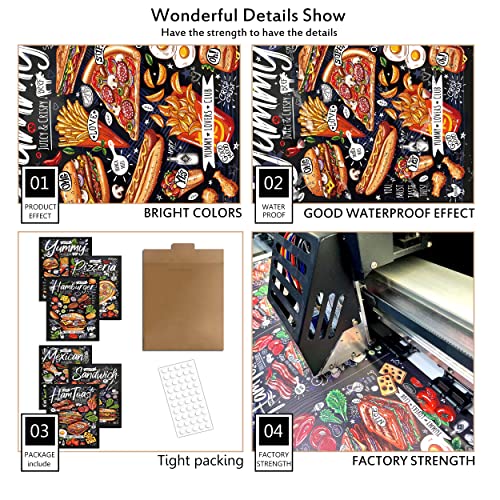 Luodroduo Kitchen Poster Wall Art Print Set Of 6 Retro Fast Food Canvas Wall Decor Hamburger Pizza Sandwich Bacon Egg Pictures For Modern Family Dining Room Restaurant Kitchen (8"X10" Unframed) #TOP3