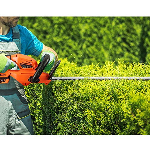 TACKLIFE Cordless Hedge Trimmer, 22-Inch Hedge Trimmer, 20V Battery and Charger Included, Rotating Rear Handle, 0.74-in Cutting Gap, with Blade Cover, for Hedges, Shrubs and Bushes Cutting-DHT1A