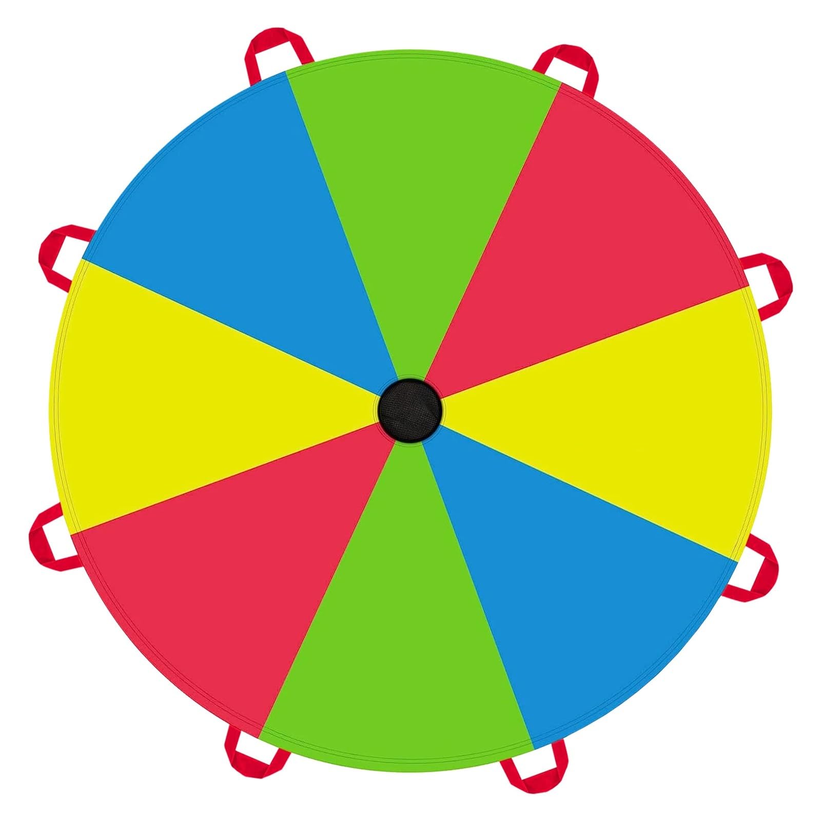 Bunt Fallschirm Spiel-Fallschirm, Mehrfarbig, Spiel-Fallschirm mit 8 Griffen for Indoor- und Outdoor-Gymnastik, Spielzeug, Spielaktivität