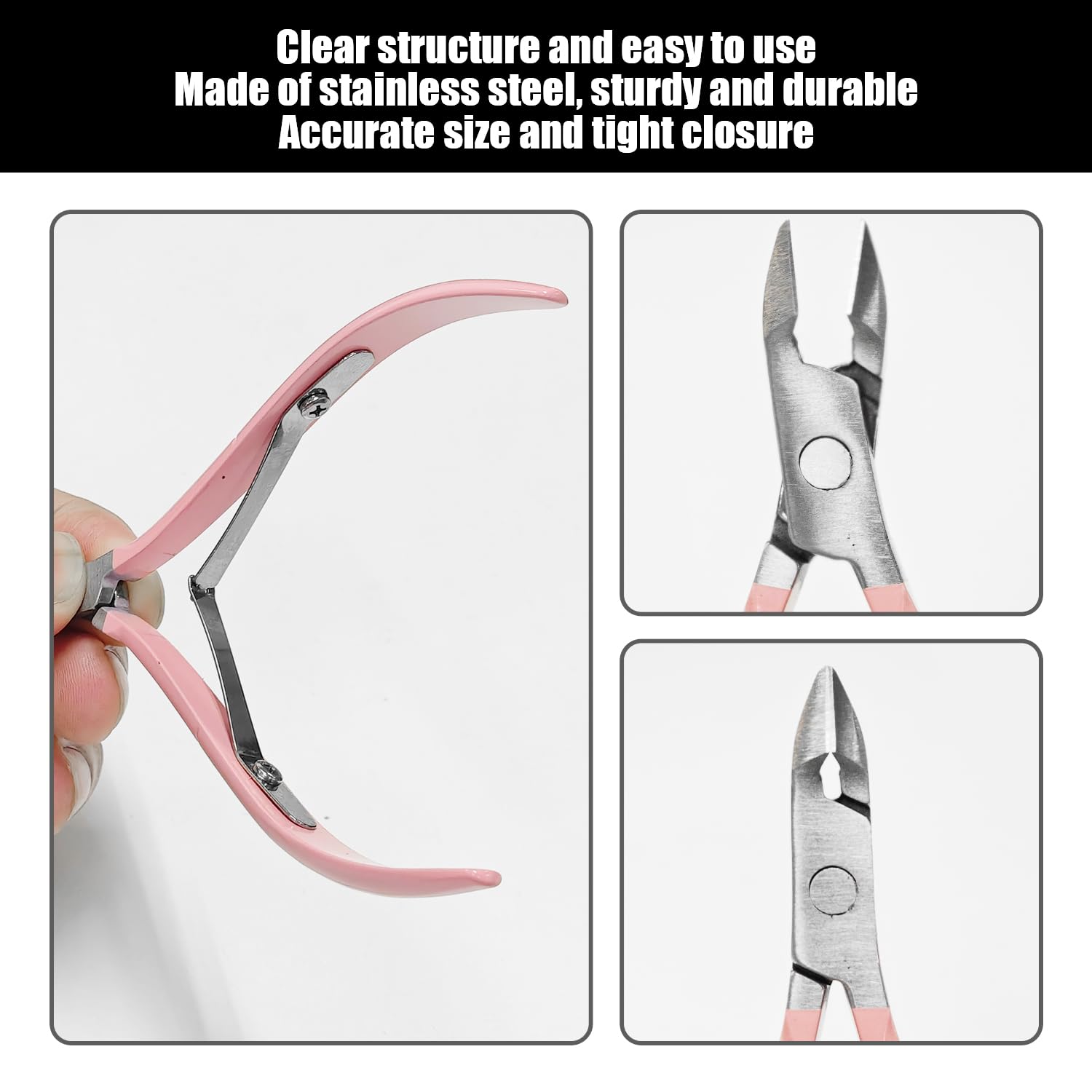 3 Pezzi Realizzati Con Pinze In Pelle Morta In Acciaio Inossidabile E 1 Set Di Strumenti Per Un Periodo, Strumenti Per La Cura Delle Unghie, Accessori Per La Cura Delle Mani (Rosa).